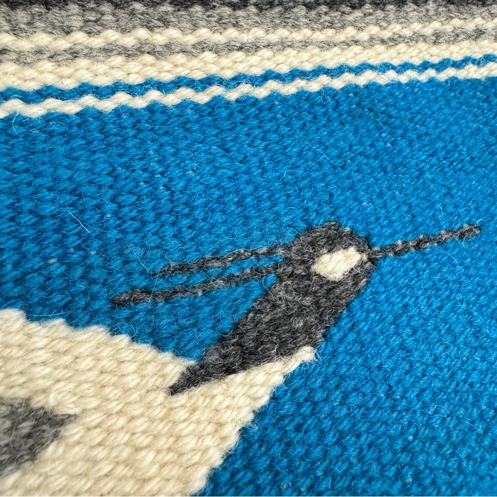 VTG Ortega's Chimayo Framed Wool Hand Woven Southwest Table Mat Rug 100% Wool